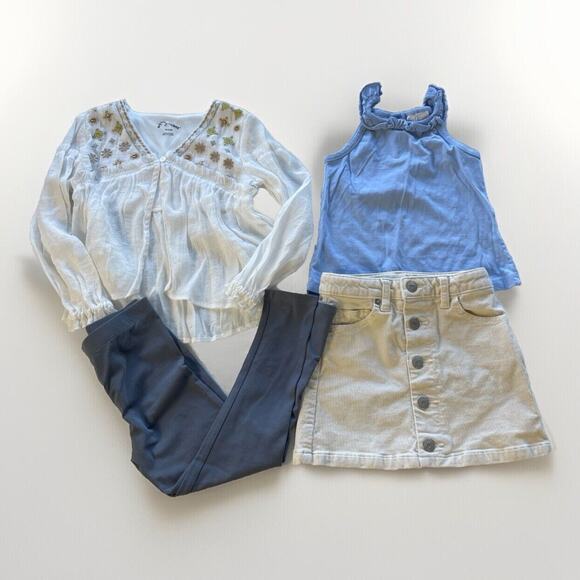 Lot of 4 Blouse Tank Top Pull On Leggings Corduroy Skirt Girls 4-5 Assorted - Picture 1 of 13